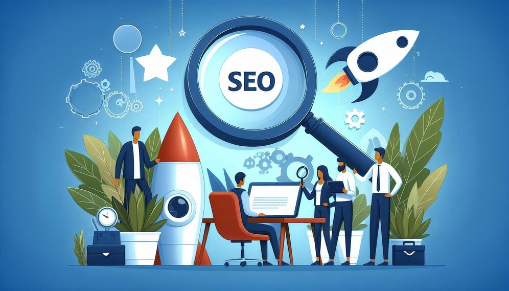 team-professionals-analyzing-seo-data-with-magnifying-glass-rocket-gear-icons-modern-office-setting_924727-26048